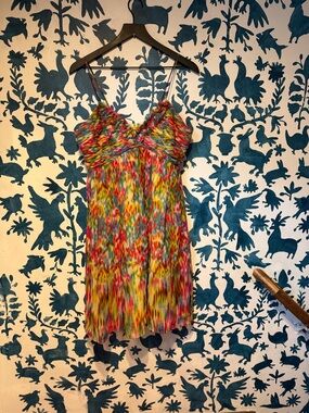 🎈 Colorful Silk Multi-Print Spaghetti Strap Party Dress 🎈